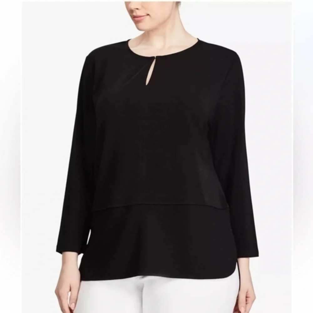 Lauren Ralph Lauren Plus Size Keyhole Peplum Top size 2X